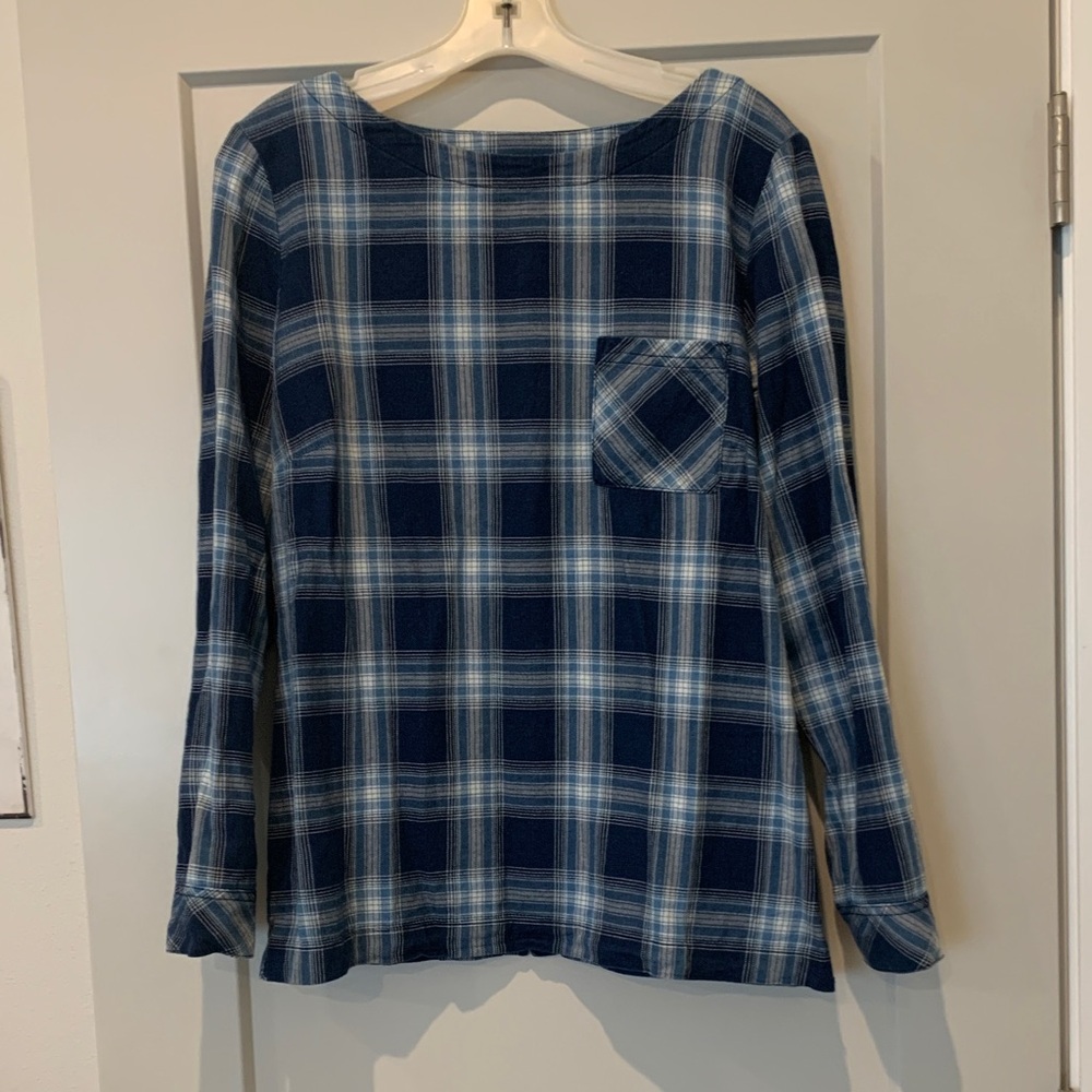 J. Jill Navy and White Plaid Shirt